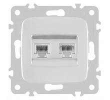 Розетка двойная RJ-11 и Ethernet RJ-45, без рамки Arte Milano am-205 205.44-1.silver