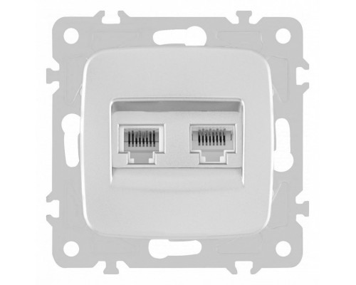 Розетка двойная RJ-11 и Ethernet RJ-45, без рамки Arte Milano am-205 205.44-1.silver