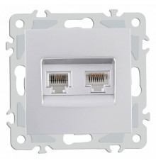 Розетка двойная RJ-11 и Ethernet RJ-45, без рамки Arte Milano am-206 206.44-1.silver