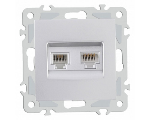 Розетка двойная RJ-11 и Ethernet RJ-45, без рамки Arte Milano am-206 206.44-1.silver