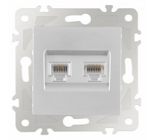 Розетка двойная RJ-11 и Ethernet RJ-45, без рамки Arte Milano am-203 203.44-1.silver