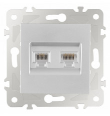 Розетка двойная RJ-11 и Ethernet RJ-45, без рамки Arte Milano am-203 203.44-1.silver