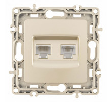 Розетка двойная RJ-11 и Ethernet RJ-45, без рамки Arte Milano am-217 217.44-1.shampan