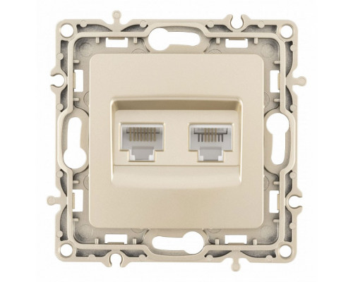 Розетка двойная RJ-11 и Ethernet RJ-45, без рамки Arte Milano am-217 217.44-1.shampan