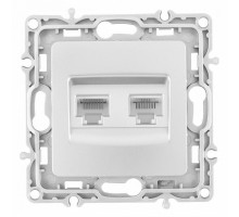 Розетка двойная RJ-11 и Ethernet RJ-45, без рамки Arte Milano am-217 217.44-1.silver