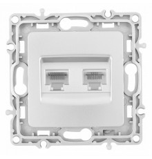 Розетка двойная RJ-11 и Ethernet RJ-45, без рамки Arte Milano am-217 217.44-1.silver