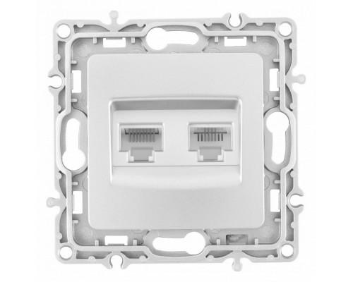 Розетка двойная RJ-11 и Ethernet RJ-45, без рамки Arte Milano am-217 217.44-1.silver