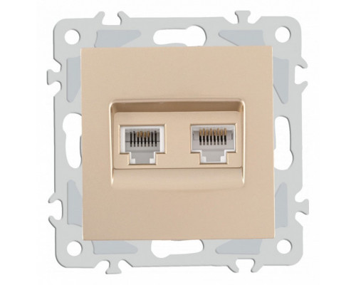 Розетка двойная RJ-11 и Ethernet RJ-45, без рамки Arte Milano am-206 206.44-1.shampan