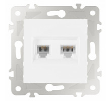 Розетка двойная RJ-11 и Ethernet RJ-45, без рамки Arte Milano am-203 203.44-1.white