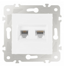 Розетка двойная RJ-11 и Ethernet RJ-45, без рамки Arte Milano am-203 203.44-1.white