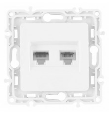 Розетка двойная RJ-11 и Ethernet RJ-45, без рамки Arte Milano am-217 217.44-1.white