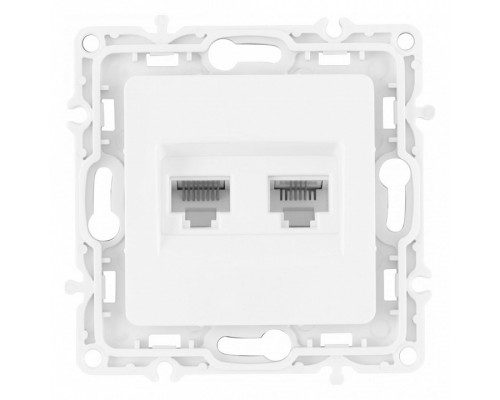 Розетка двойная RJ-11 и Ethernet RJ-45, без рамки Arte Milano am-217 217.44-1.white