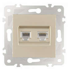 Розетка двойная RJ-11 и Ethernet RJ-45, без рамки Arte Milano am-203 203.44-1.shampan