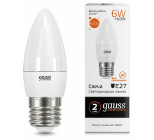 Лампа светодиодная Gauss Led Elementary Candle E27 6Вт 3000K 33216