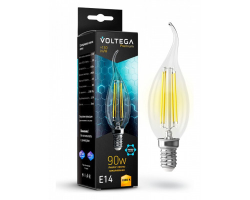 Лампа светодиодная Voltega Candle wind 9W Graphene E14 7Вт 2800K 7132