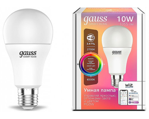 Лампа светодиодная с управлением через Wi-Fi Gauss Smart Home E27 10Вт 2700-6500K 1180112