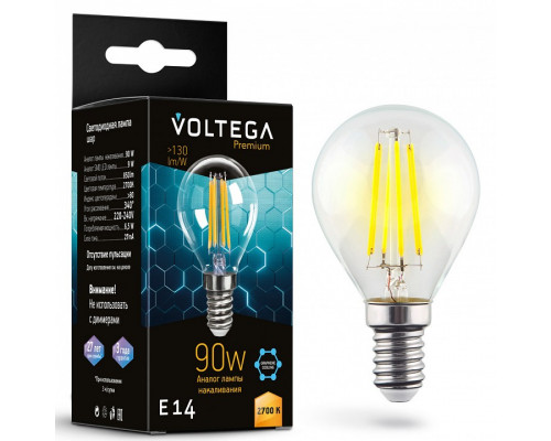 Лампа светодиодная Voltega Globe E14 9W Graphene E14 6Вт 2700K 7221