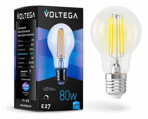 Лампа светодиодная Voltega General purpose bulb E27 8Вт 4000K 5490