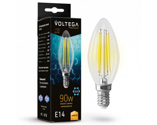 Лампа светодиодная Voltega Candle 9W Graphene E14 6Вт 3000K 7219