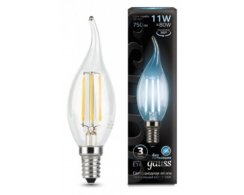 Лампа светодиодная Gauss LED Filament E14 11Вт 4100K 104801211