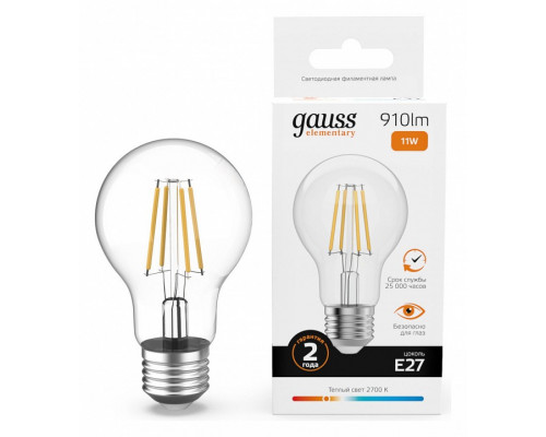 Лампа светодиодная Gauss Filament Elementary E27 11Вт 2700K 22211