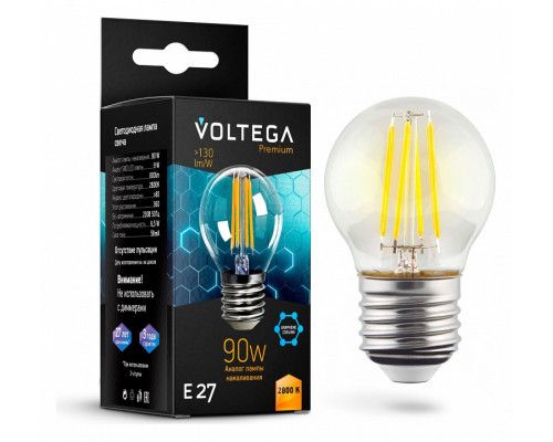 Лампа светодиодная Voltega Globe E27 9W Graphene E27 7Вт 2800K 7138