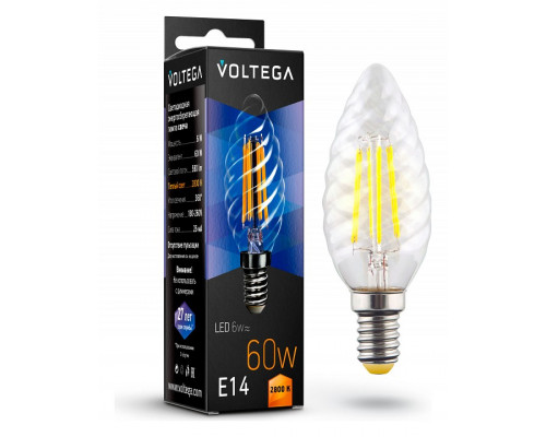 Лампа светодиодная Voltega Candle corn 6W E14 6Вт 2800K 7027