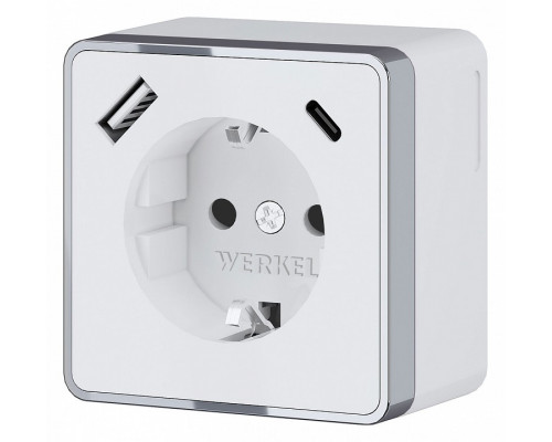 Розетка с заземлением и со шторками и USB Werkel Gallant (белая) W5071701