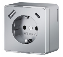 Розетка с заземлением и со шторками и USB Werkel Gallant серебряные W5071706