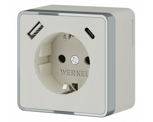 Розетка с заземлением и со шторками и USB Werkel Gallant слоновая кость W5071703